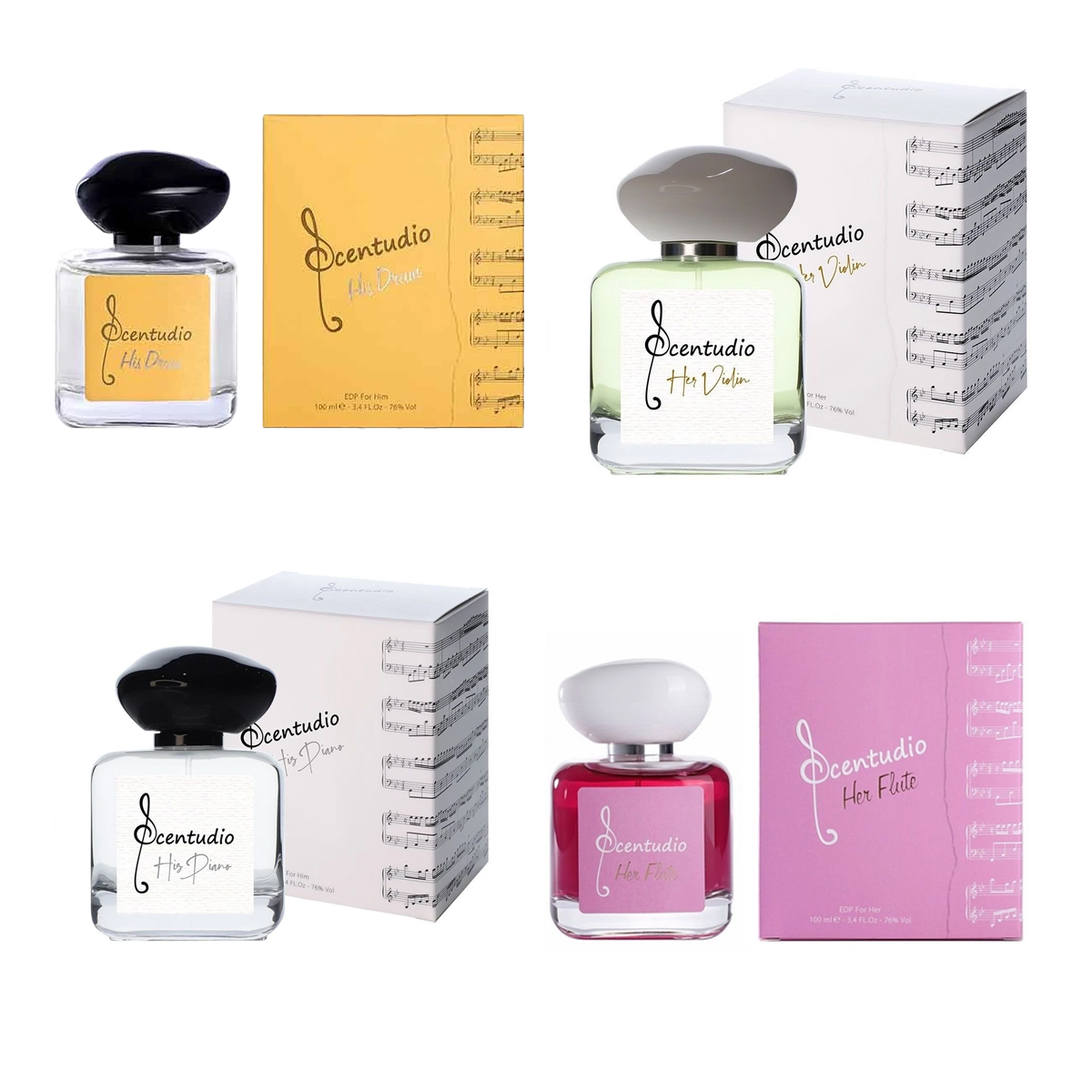 ادوپرفیوم سنتودیو پک چهارتایی ویولون، پیانو، فلوت، درام | ست عطر با رایحه‌های متنوع و ماندگاری مناسب