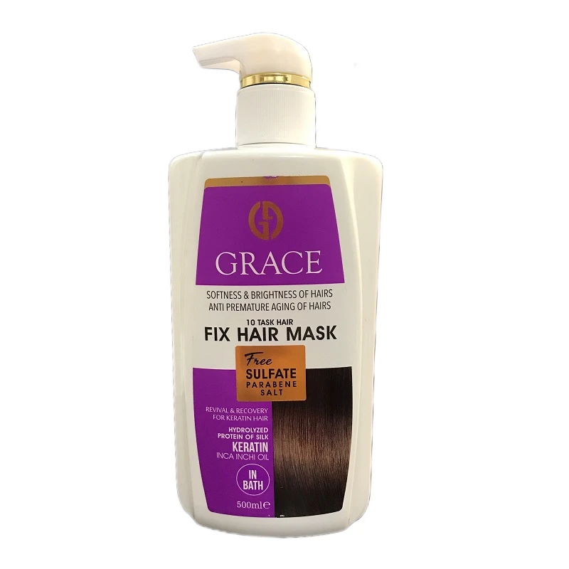 ماسک مو کراتین گریس بدون سولفات حجم 500 میلی لیتر | ترمیم و تقویت موهای آسیب دیده